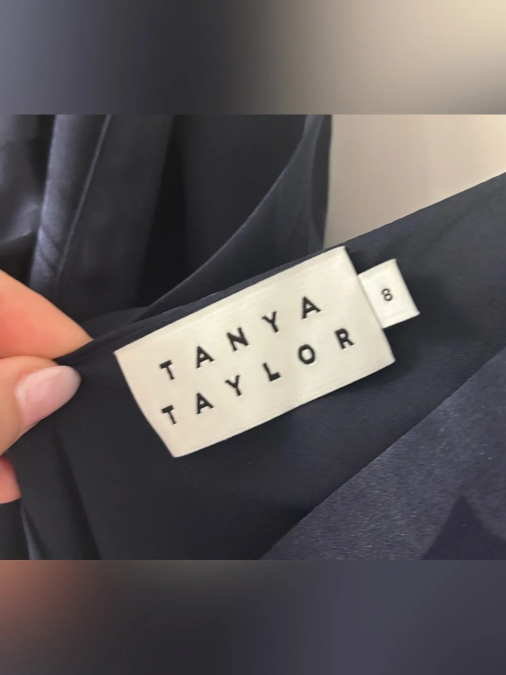 Tanya Taylor Navy Floral Jacquard High-Low Wrap Dress
